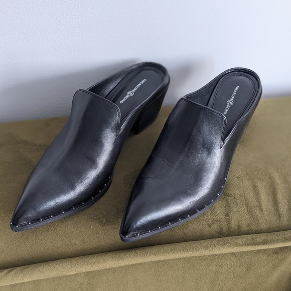Size 11 Black Heeled Mules - Picture 2 of 5